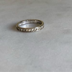 Minimalist Silver Band With Tiny Faux Diamonds